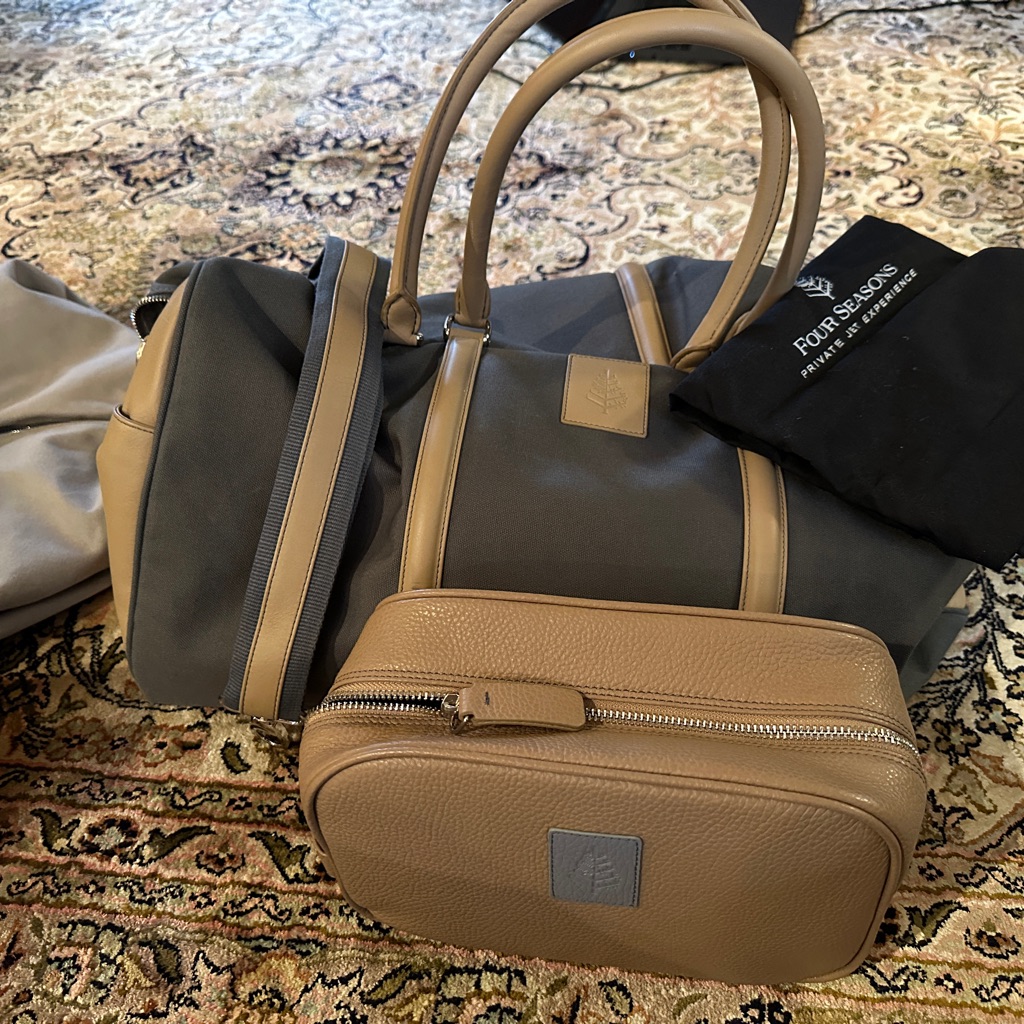Exclusive Four Seasons Private Jet Experience Duffel And Toiletry Kit. Bnwt